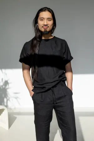 Men's linen pants with drawstring