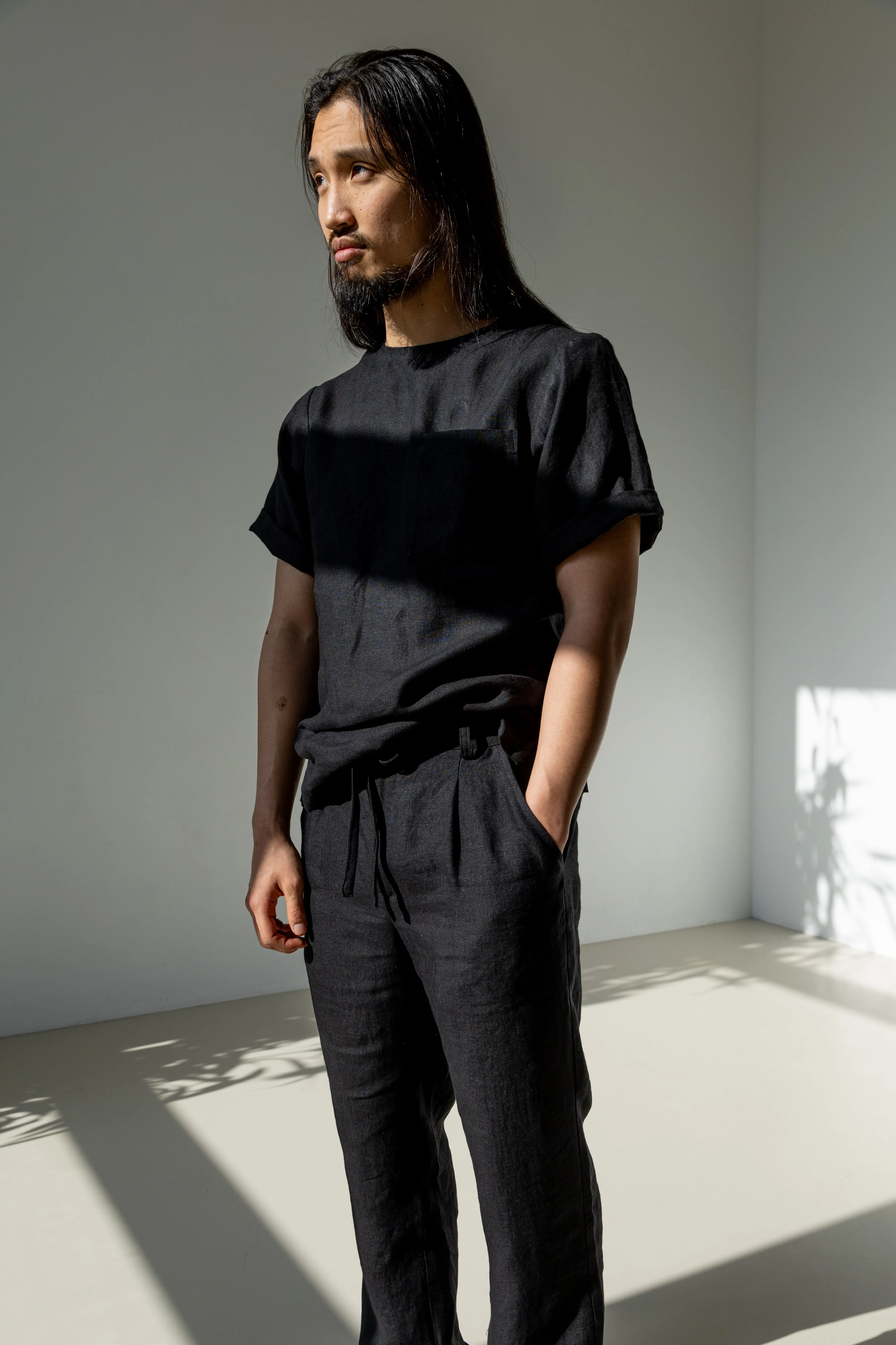 Men's linen pants with drawstring