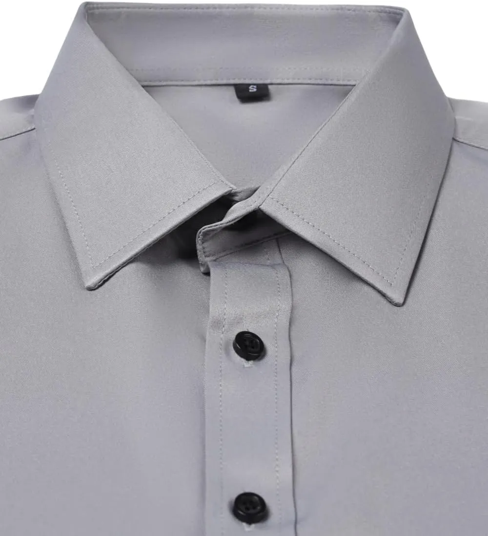 Men's Long Sleeve Dress Shirts Stretch Wrinkle Free Button Down Shirt Business Wedding Formal Shirts Regular Fit