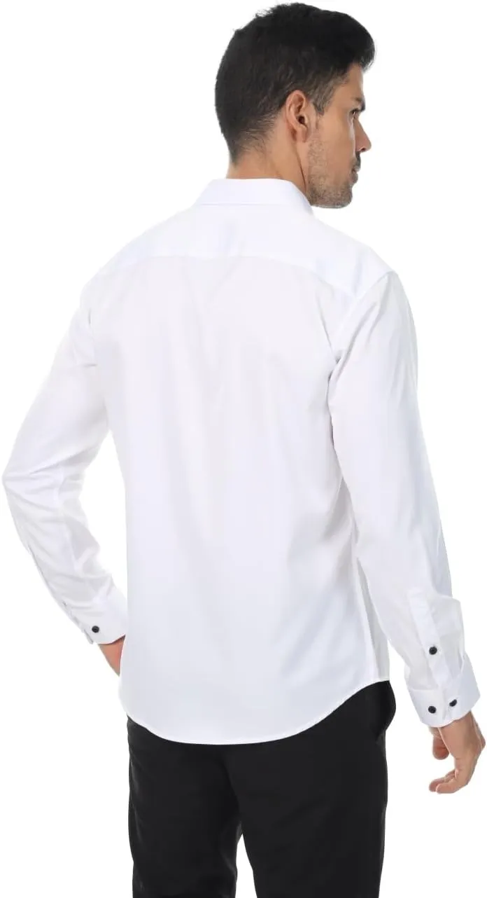 Men's Long Sleeve Dress Shirts Stretch Wrinkle Free Button Down Shirt Business Wedding Formal Shirts Regular Fit