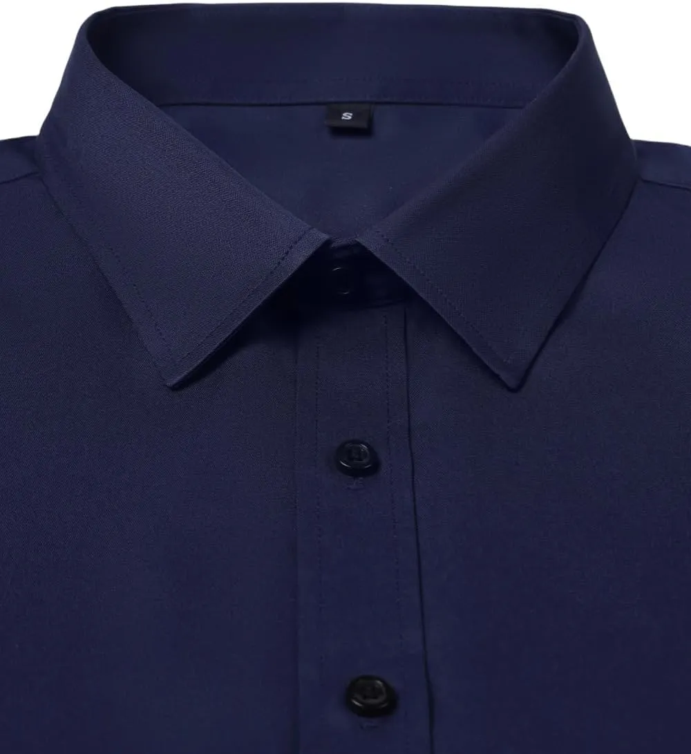 Men's Long Sleeve Dress Shirts Stretch Wrinkle Free Button Down Shirt Business Wedding Formal Shirts Regular Fit