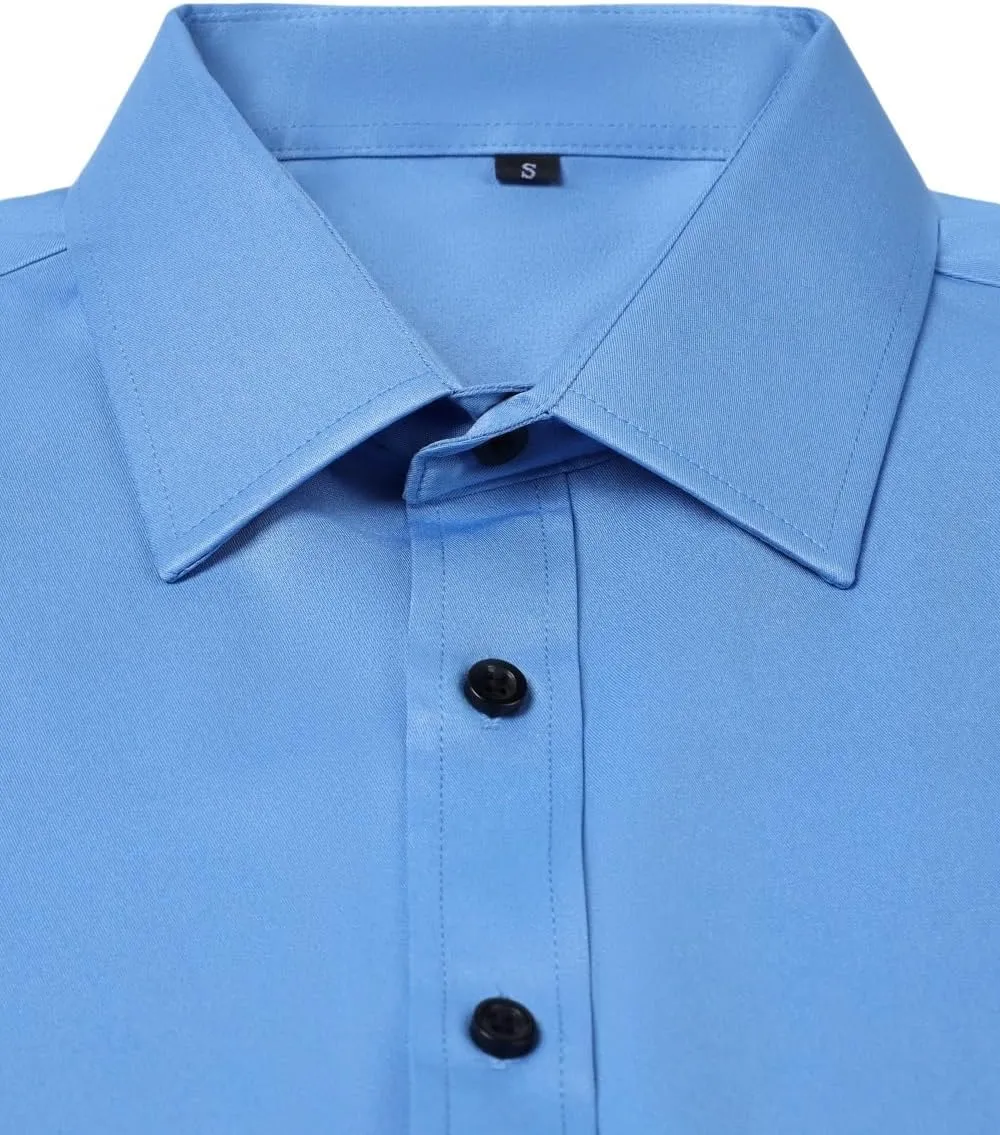 Men's Long Sleeve Dress Shirts Stretch Wrinkle Free Button Down Shirt Business Wedding Formal Shirts Regular Fit