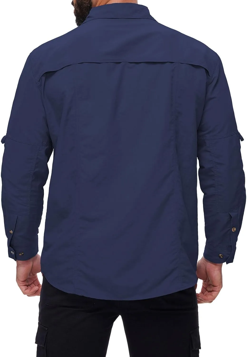 Mens Long Sleeve Fishing Shirts Sun Protection Work Safari Cooling Shirts for Men Traveling Hiking Camping Quick Dry