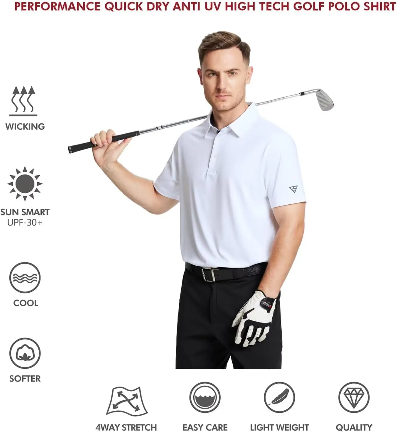 Mens Polo Shirts Short and Long Sleeve Casual Solid Stylish Dry Fit Performance Designed Collared Golf Polo Shirts for Men