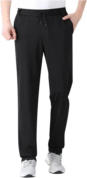 Mens Quick Drying Pants Elastic Waist Breathable Stretch Active Loose Pants Comfy Cool Sweatpant Trousers with Pocket