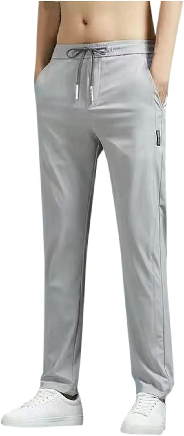 Mens Quick Drying Stretch Pants,Casual Outdoor Lightweight Pant Elastic Waist Sports Pant Athletic Hiking Travel Pant