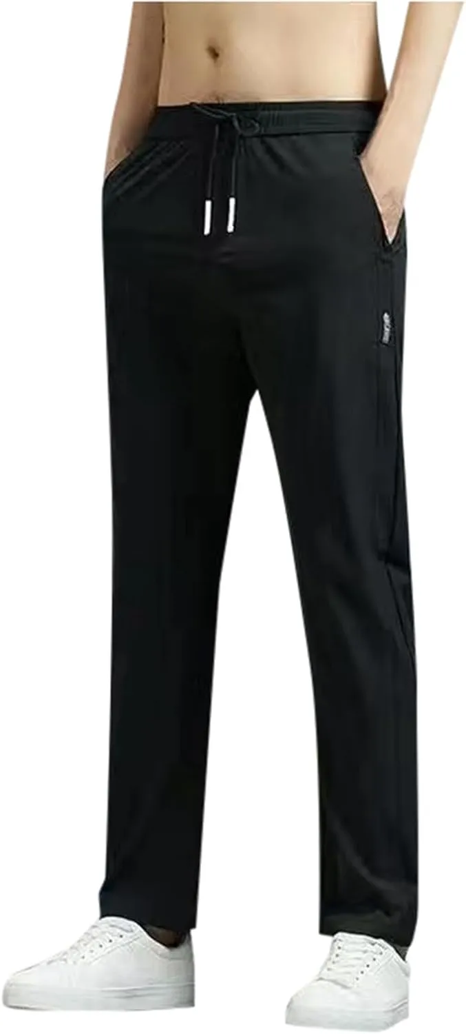 Mens Quick Drying Stretch Pants,Casual Outdoor Lightweight Pant Elastic Waist Sports Pant Athletic Hiking Travel Pant
