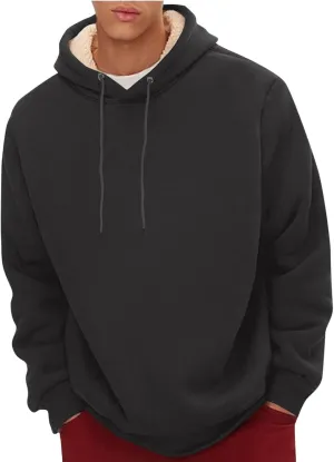 Men's Sherpa Hoodie Pullover Winter Thick Warm Fleece Lined Hoodies Athletic Sweatshirts