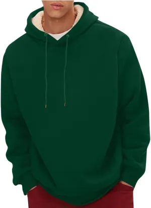 Men's Sherpa Hoodie Pullover Winter Thick Warm Fleece Lined Hoodies Athletic Sweatshirts