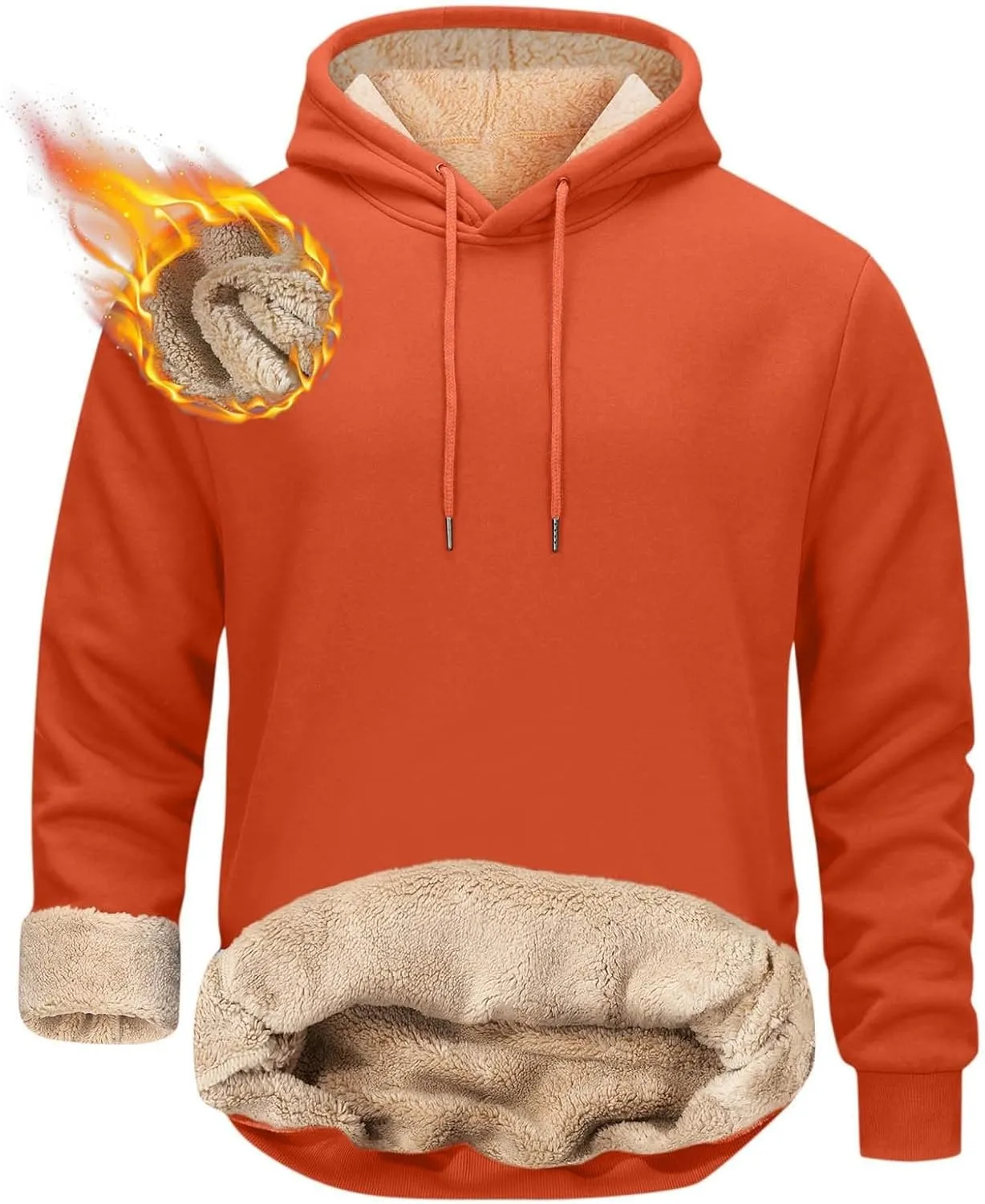 Men's Sherpa Hoodie Pullover Winter Thick Warm Fleece Lined Hoodies Athletic Sweatshirts