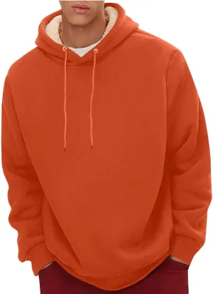 Men's Sherpa Hoodie Pullover Winter Thick Warm Fleece Lined Hoodies Athletic Sweatshirts