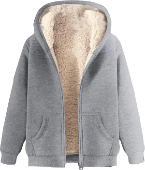 Men's Sherpa Zip Up Warm Hoodies Fleece Lined Jacket with Hood Sweatshirt Fall Winter Zipper Sweater Hooded Coats
