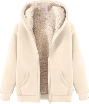 Men's Sherpa Zip Up Warm Hoodies Fleece Lined Jacket with Hood Sweatshirt Fall Winter Zipper Sweater Hooded Coats