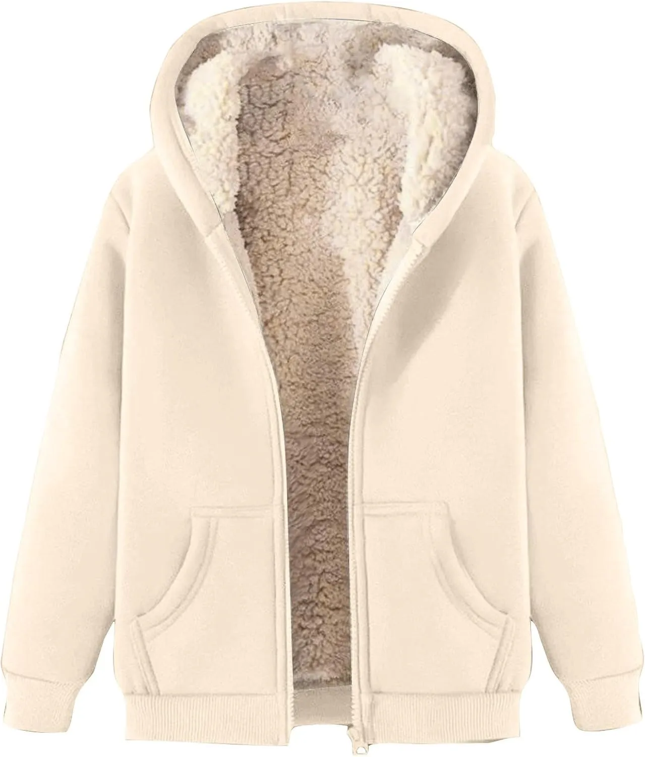 Men's Sherpa Zip Up Warm Hoodies Fleece Lined Jacket with Hood Sweatshirt Fall Winter Zipper Sweater Hooded Coats