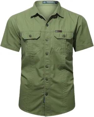 Mens Short Sleeve Tactical Shirt Quick Dry Military Cargo Work Shirts Outdoor Sun Protection Athletic Workout Hiking T Shirt