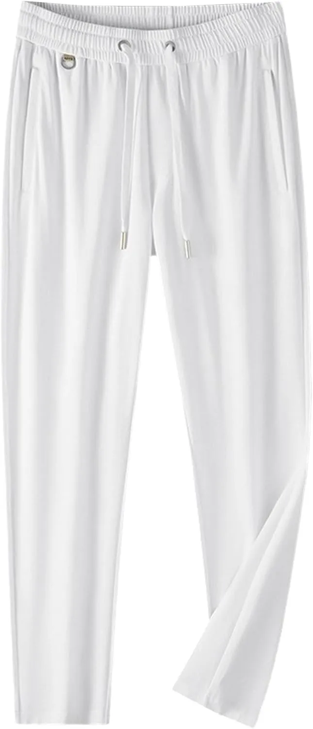 Men's Stretch Quick Drying Pant Casual Slim Fit Workout Joggers Comfort Business Waffle Knit Trousers