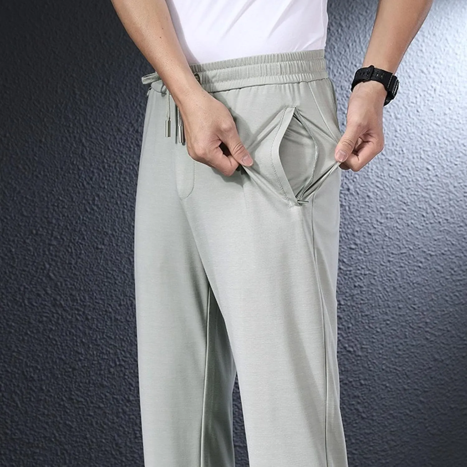 Men's Stretch Quick Drying Pant Casual Slim Fit Workout Joggers Comfort Business Waffle Knit Trousers