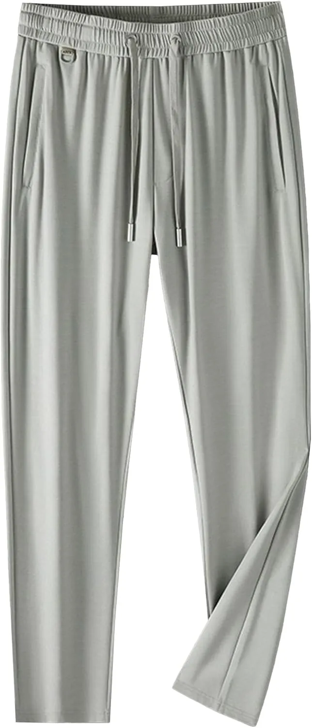 Men's Stretch Quick Drying Pant Casual Slim Fit Workout Joggers Comfort Business Waffle Knit Trousers