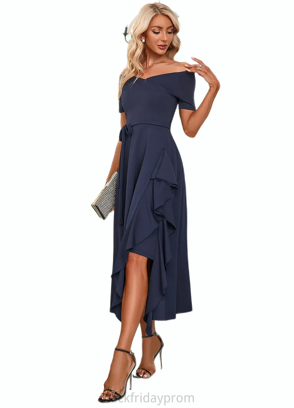 Miah V-Neck Elegant A-line Cotton Blends Midi Dresses BF2P0022561