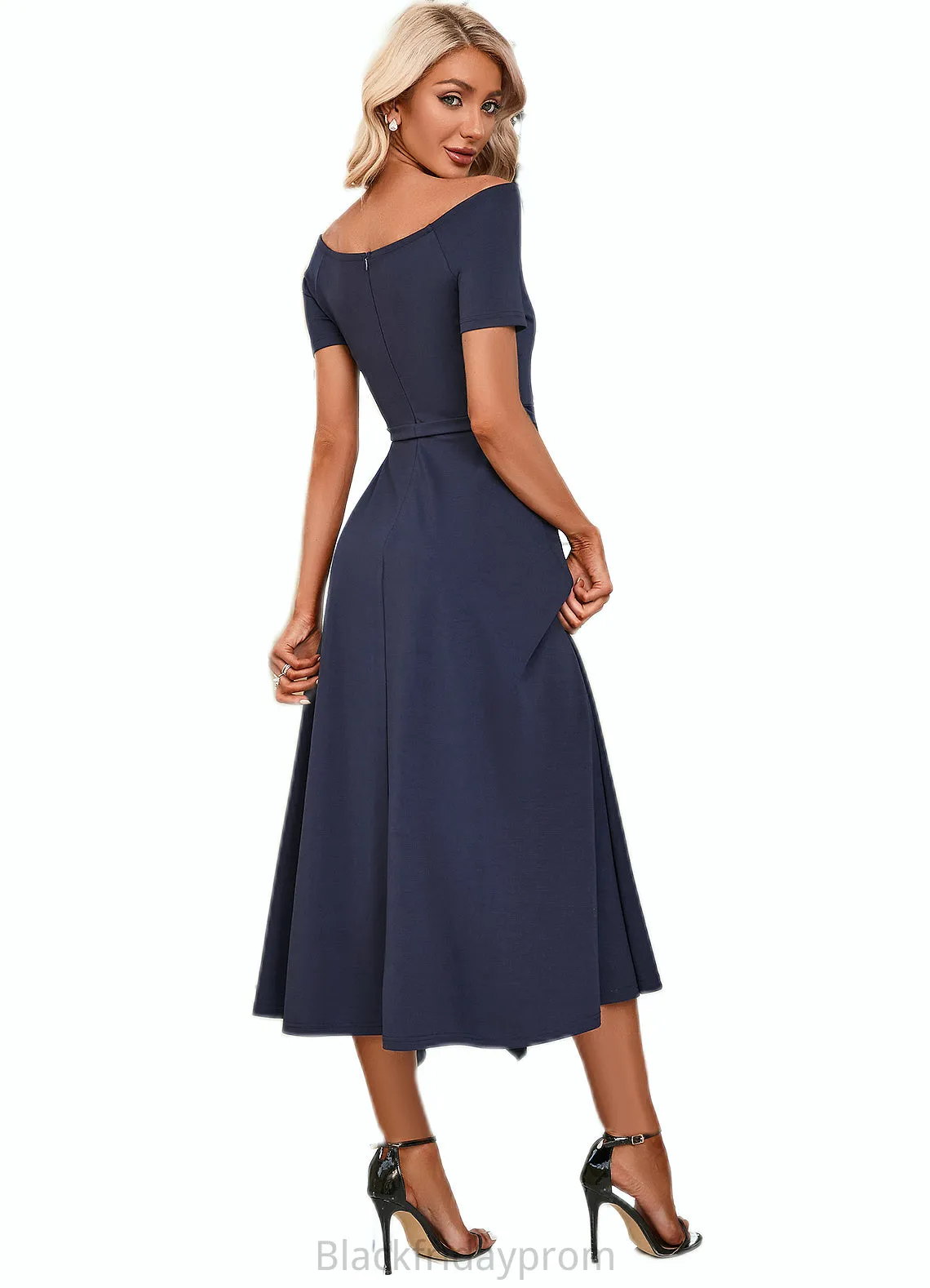 Miah V-Neck Elegant A-line Cotton Blends Midi Dresses BF2P0022561