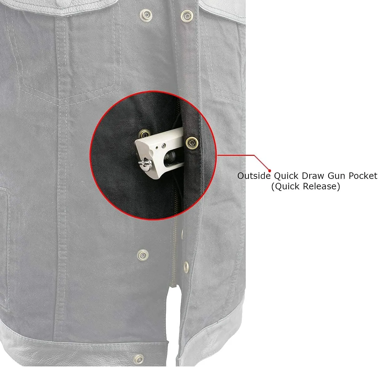 Milwaukee Leather MDM3010 Men's Black Denim Club Style Biker Vest with Leather Trim and Hidden Zipper