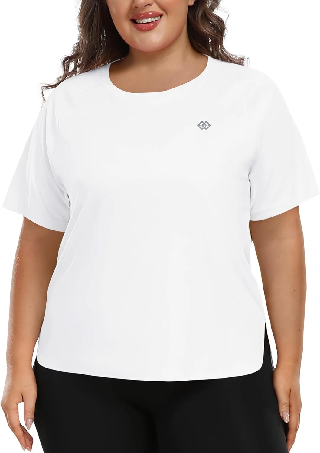 MoFiz Women's Plus Size Workout Tops Short Sleeve Running Shirts UPF 50  Hiking T-Shirts Quick Dry Athletic Top