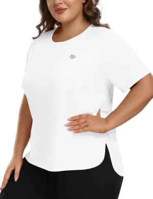 MoFiz Women's Plus Size Workout Tops Short Sleeve Running Shirts UPF 50  Hiking T-Shirts Quick Dry Athletic Top