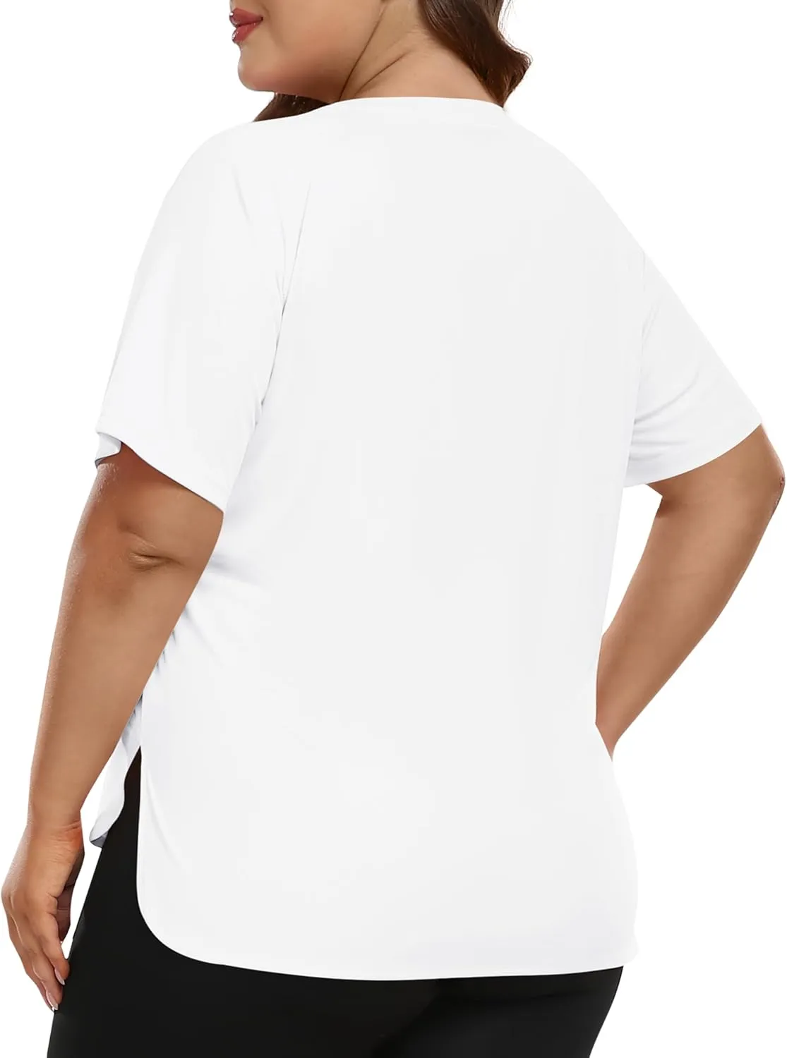 MoFiz Women's Plus Size Workout Tops Short Sleeve Running Shirts UPF 50  Hiking T-Shirts Quick Dry Athletic Top