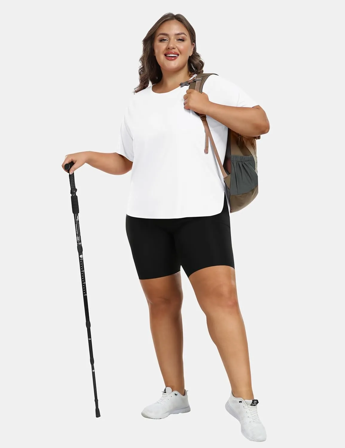 MoFiz Women's Plus Size Workout Tops Short Sleeve Running Shirts UPF 50  Hiking T-Shirts Quick Dry Athletic Top