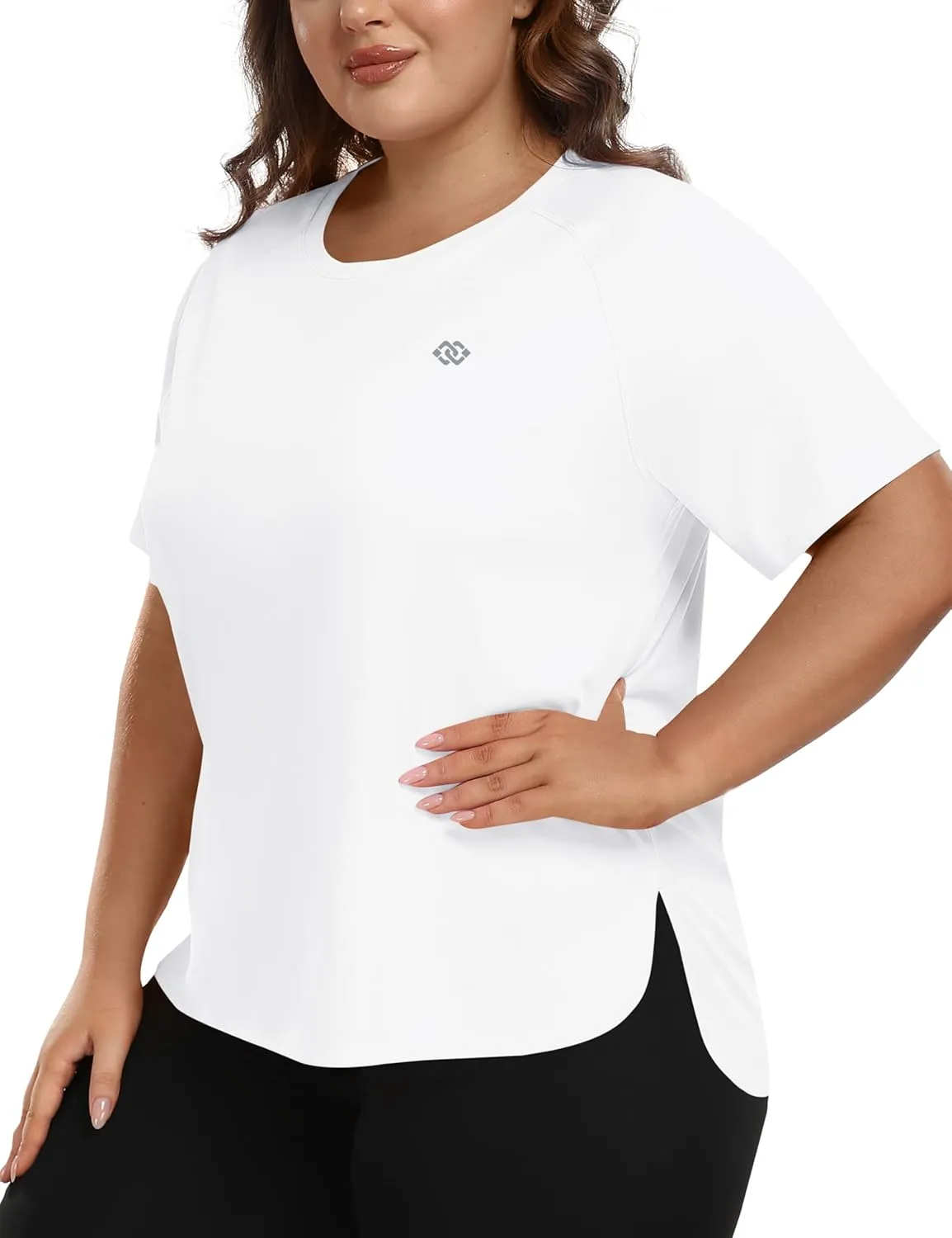 MoFiz Women's Plus Size Workout Tops Short Sleeve Running Shirts UPF 50  Hiking T-Shirts Quick Dry Athletic Top