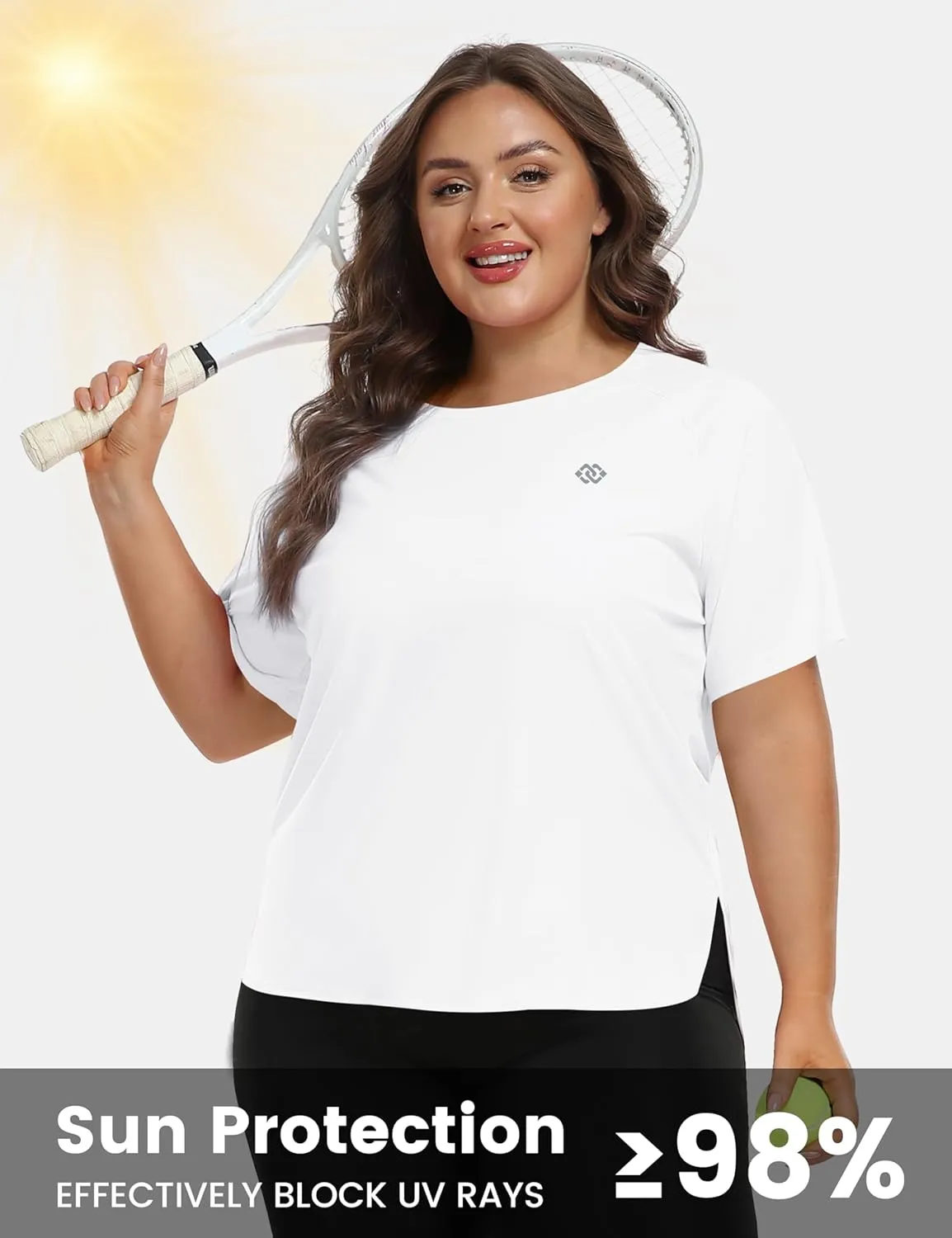 MoFiz Women's Plus Size Workout Tops Short Sleeve Running Shirts UPF 50  Hiking T-Shirts Quick Dry Athletic Top