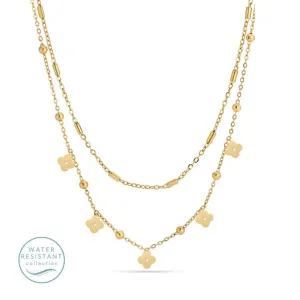 Multi Flower Layered Necklace -water resistant