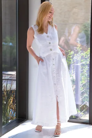 Nicole Button Front Linen Skirt