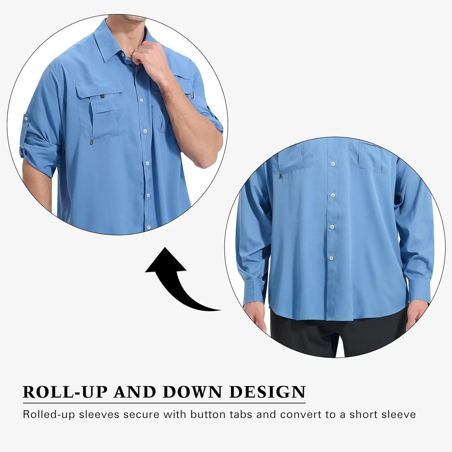 NOMINATE Mens Long Sleeve Fishing Shirts UPF 50  UV Protection Sun Shirts Quick Drying Hiking Lightweight