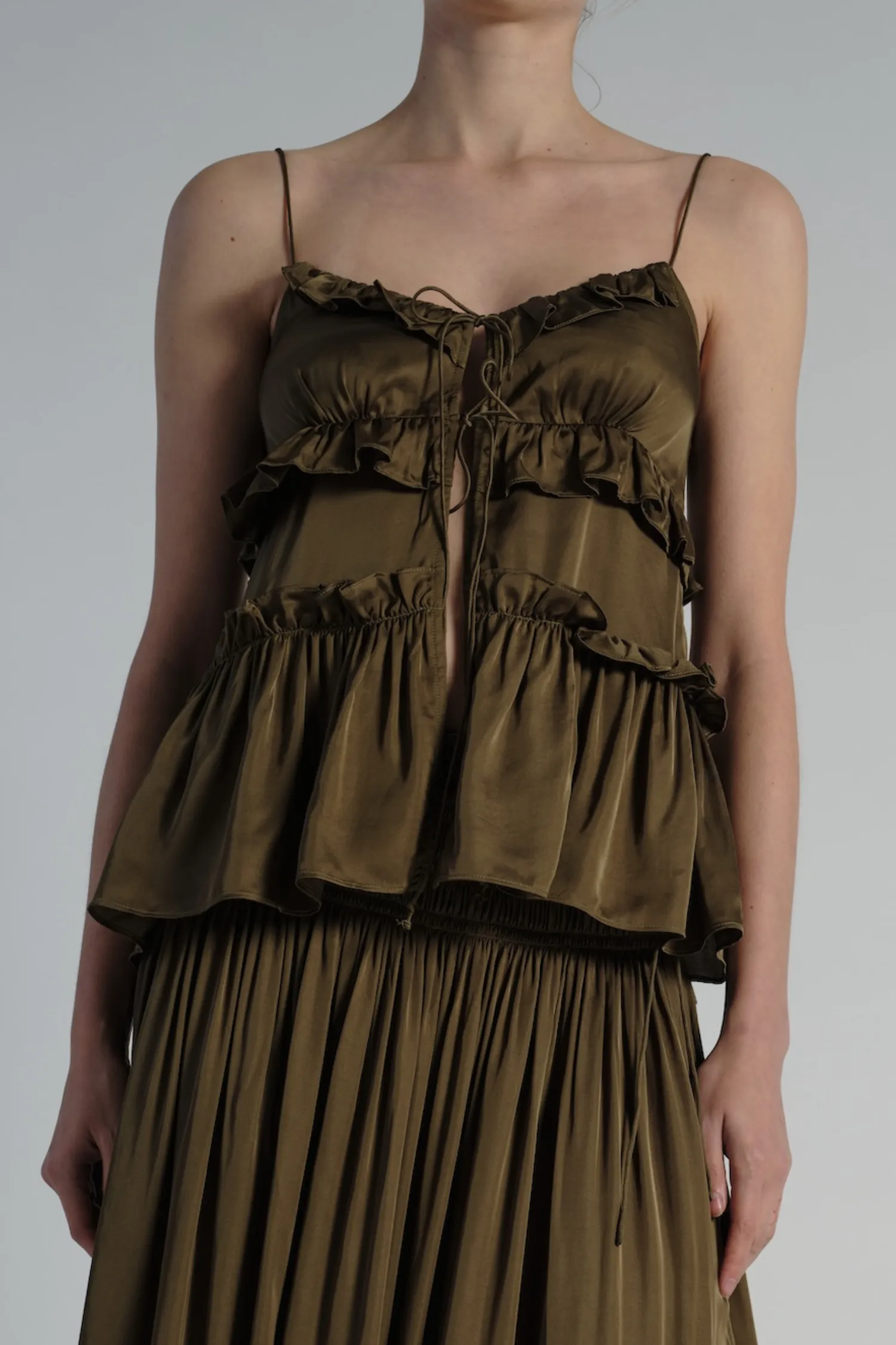 Olive Ruffle Blouse