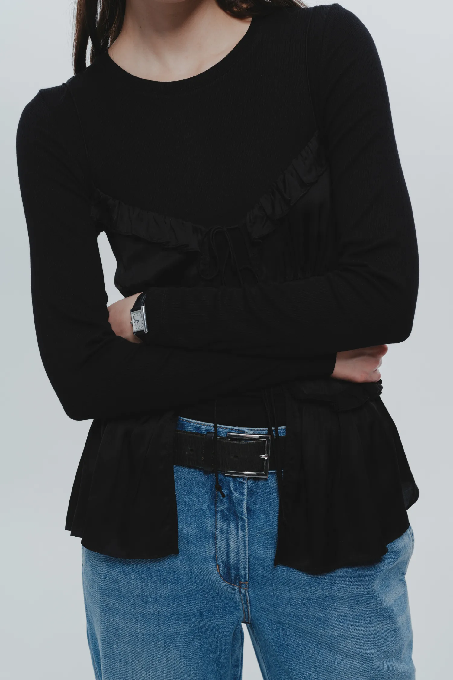 Olive Ruffle Blouse