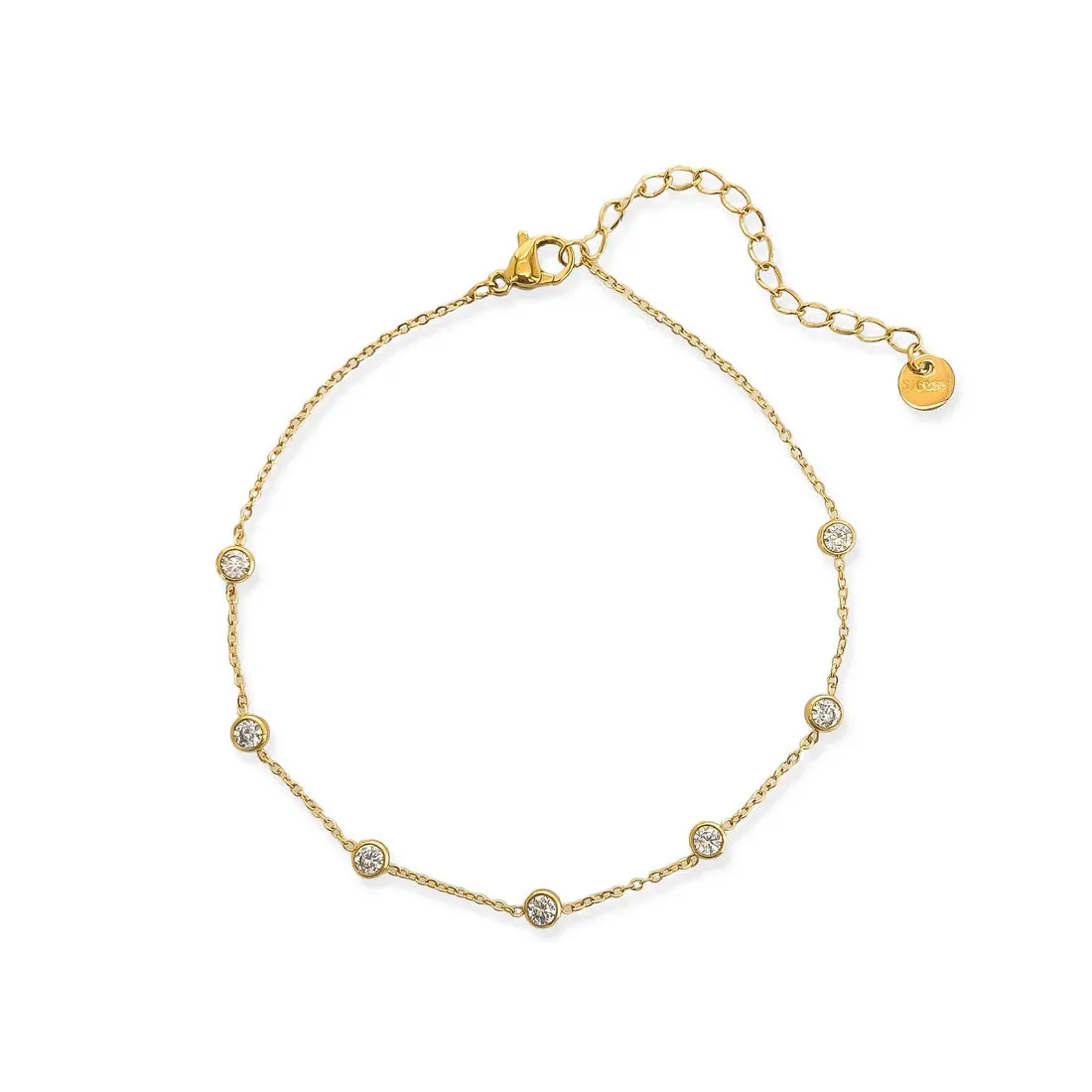 Omg Bling Cubic Zirconia Water Resistant Anklet In Gold Or Silver