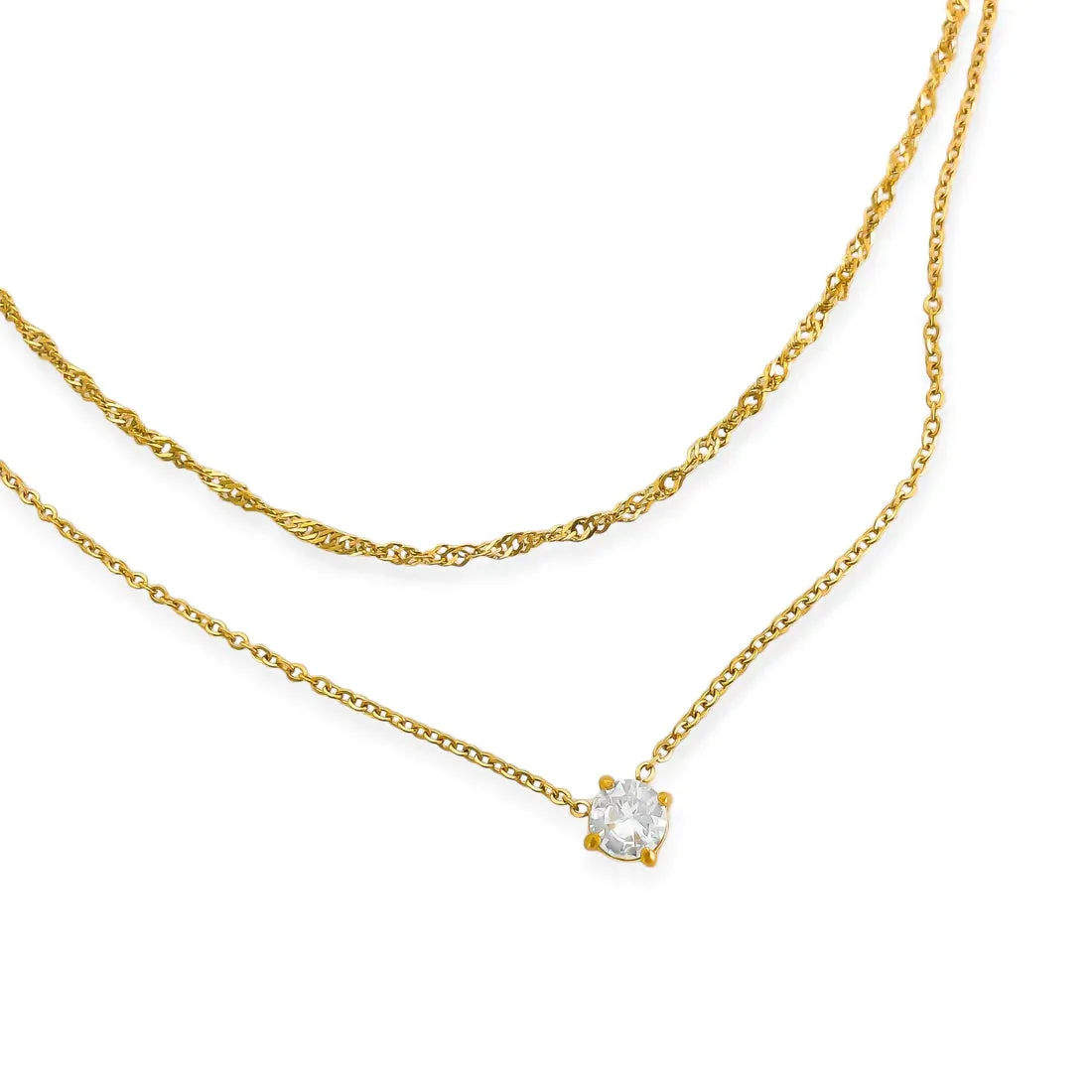 Omg Bling Water Resistance Double Chain Marque Necklace
