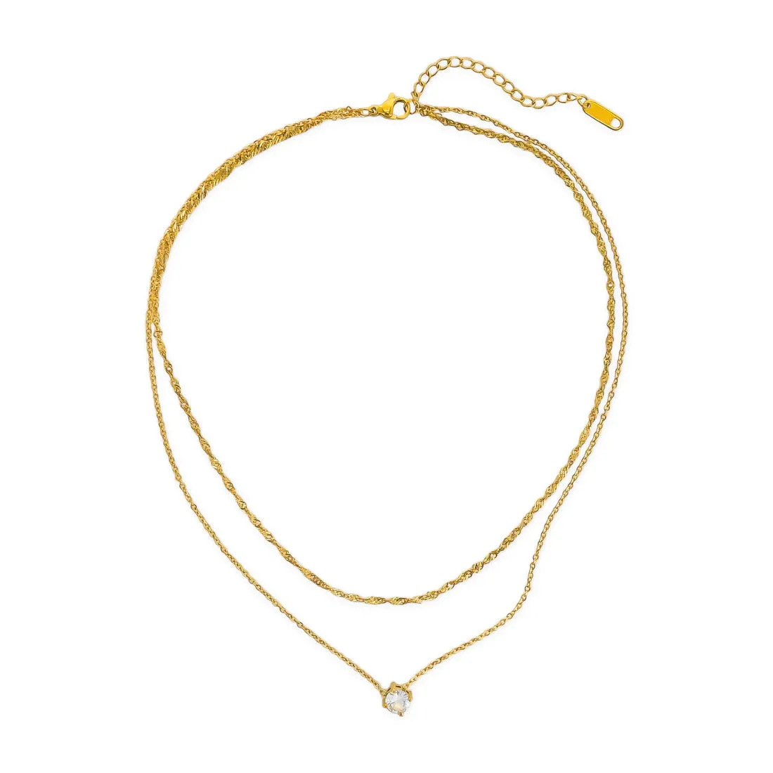 Omg Bling Water Resistance Double Chain Marque Necklace