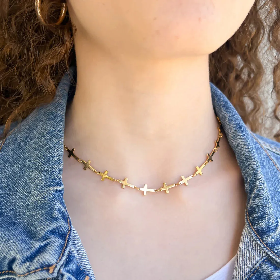 Omg Bling Water Resistant Cross Choker Necklace