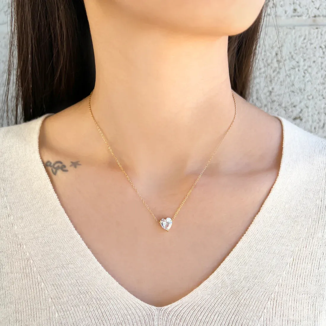 Omg Bling Water Resistant Crystal Heart Necklace