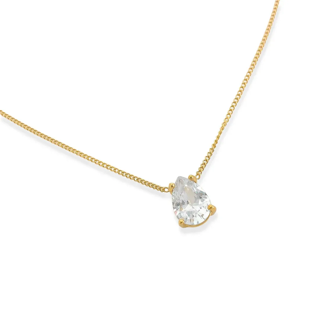 OMG Bling Water Resistant Cubic Zirconia Teardrop Necklace In Gold Or Silver