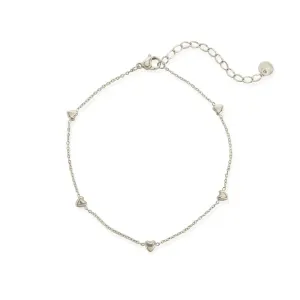 OMG Bling Water Resistant Solid Heart Charm Anklet in Gold Or Silver