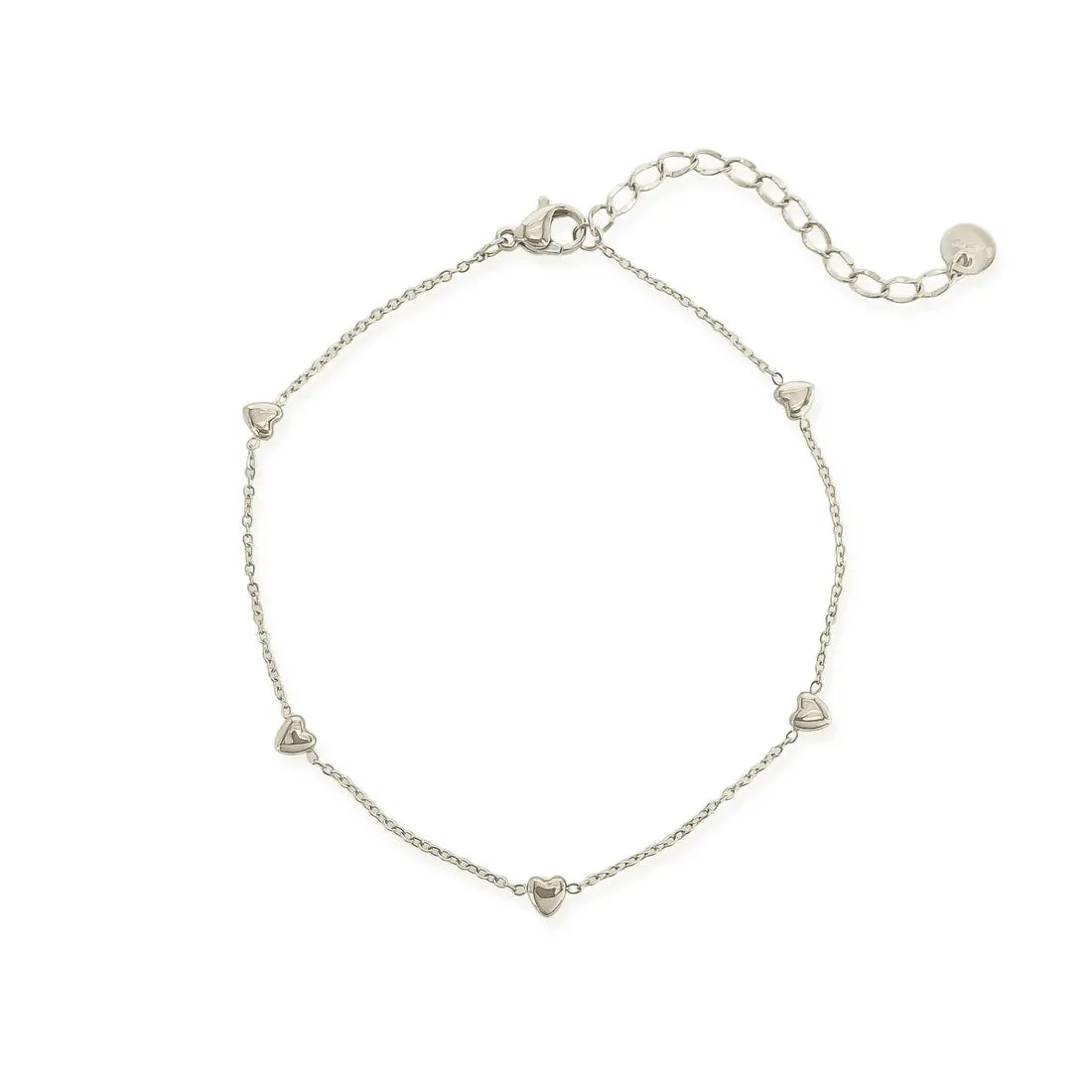 OMG Bling Water Resistant Solid Heart Charm Anklet in Gold Or Silver
