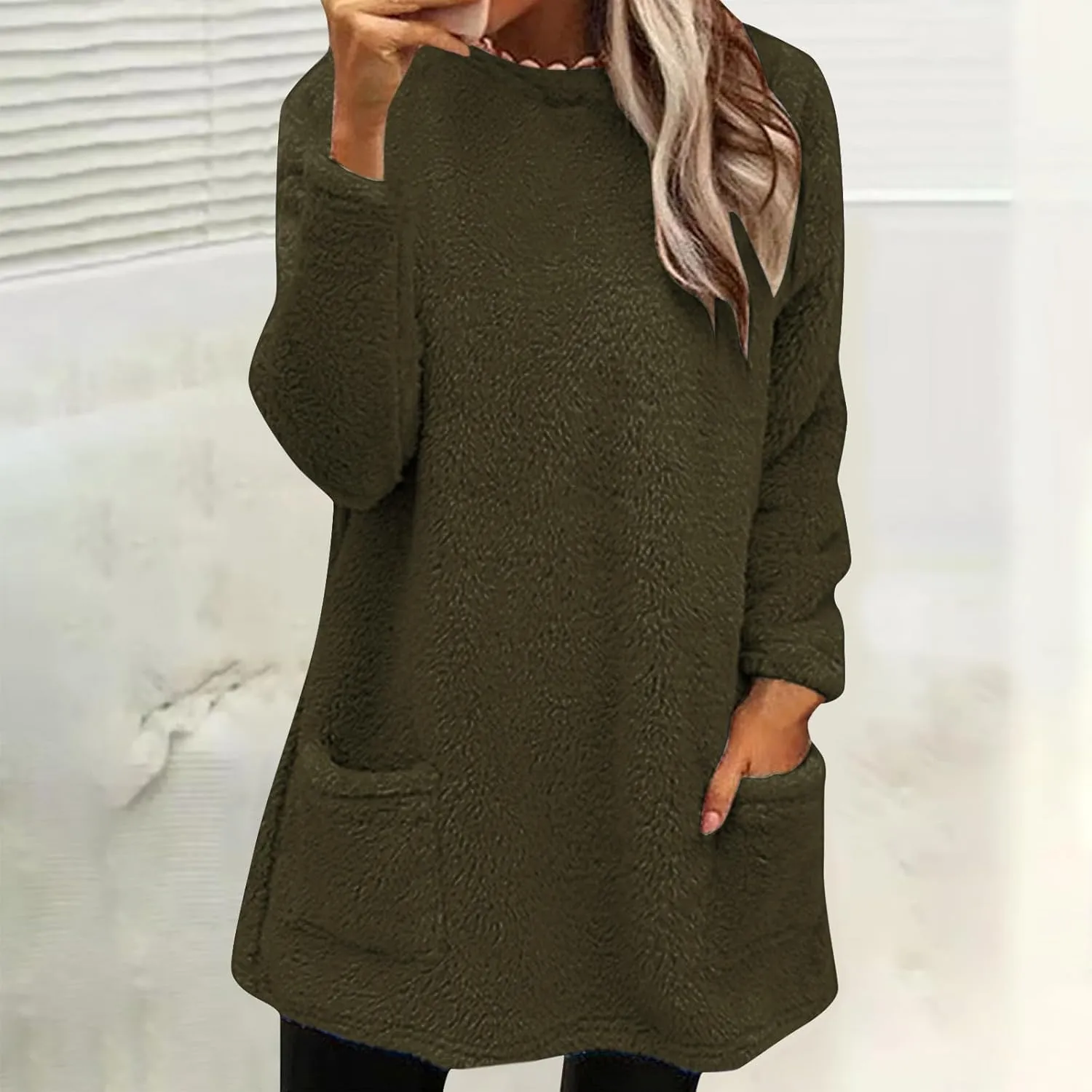 Oversized Fuzzy Fleece Sweatshirts for Women Fashion 2025 Parka Warm Outerwear Letter Print Loungewear with Pockets