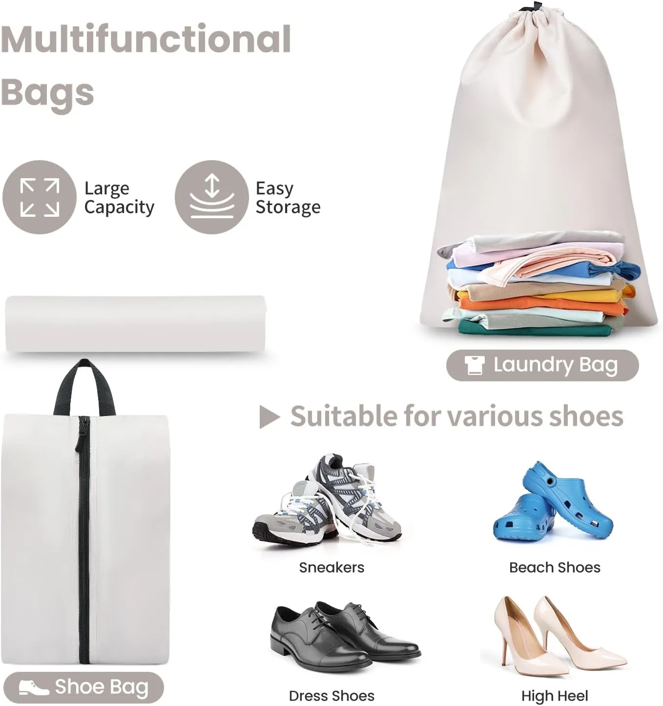 Packing Cubes for Travel | 10 Set Cream |Durable Luggage Organizer 4 Size(Extra Large, Large, Medium, Small),Comprehensive Cubes for Toiletry,Underwear, Shoe,Travel Essentials,Efficient Women Gifts