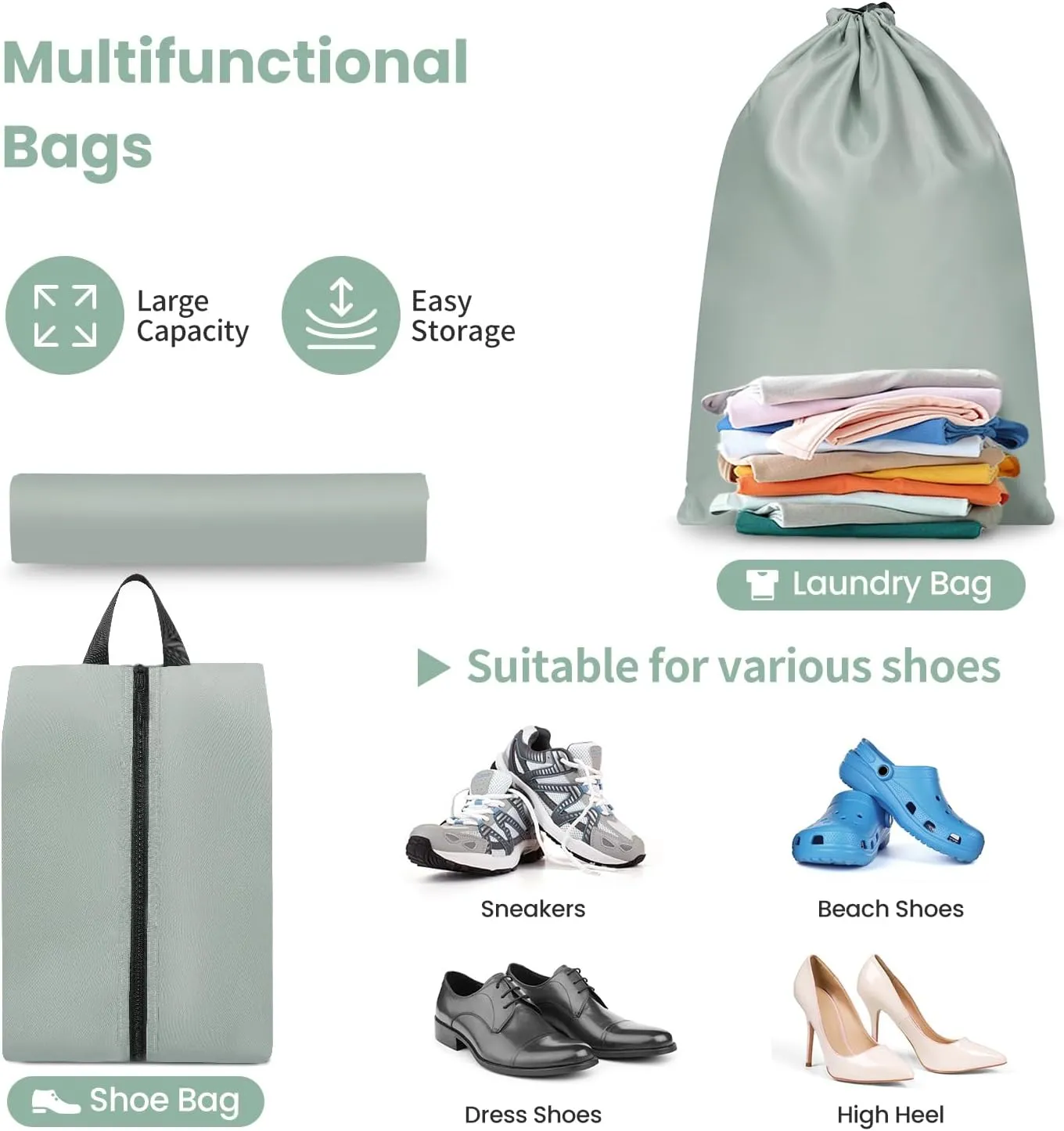 Packing Cubes for Travel | 8 Set Matcha |Durable Luggage Organizer 4 Size(Extra Large, Large, Medium, Small),Comprehensive Cubes for Toiletry,Underwear, Shoe,Travel Essentials,Efficient Women Gifts