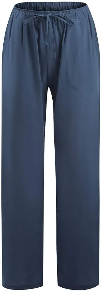 Pants For 2024 Fashion Trendy Women High Waisted Cotton Linen Summer Trouser Elastic Waist Boho Lounge Sweatpants