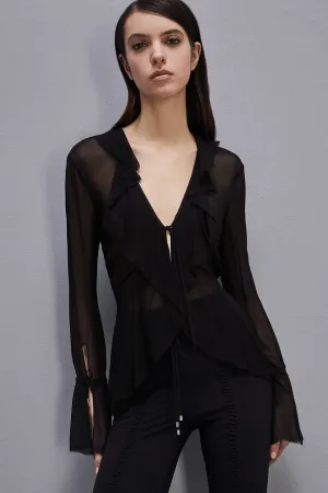 PATRIZIA PEPE SHIRT CHIFFON RUFFLE DETAIL   8CO606/A060-K103