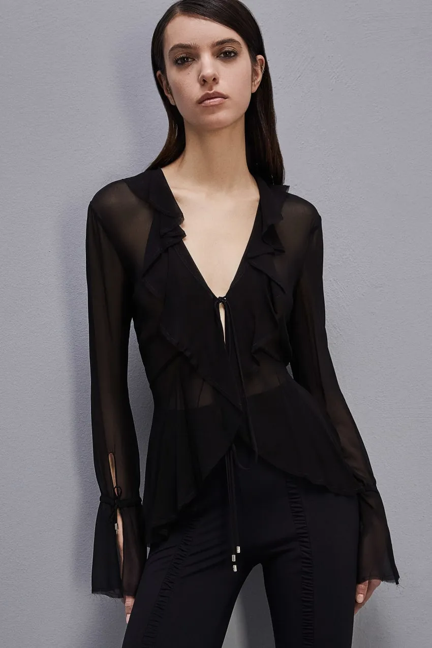 PATRIZIA PEPE SHIRT CHIFFON RUFFLE DETAIL   8CO606/A060-K103